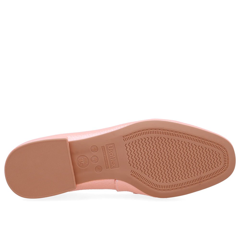 Loafer Laranja Couro Salto Bloco Rosa 5