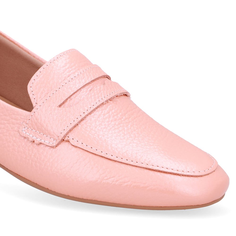 Loafer Laranja Couro Salto Bloco Rosa 4