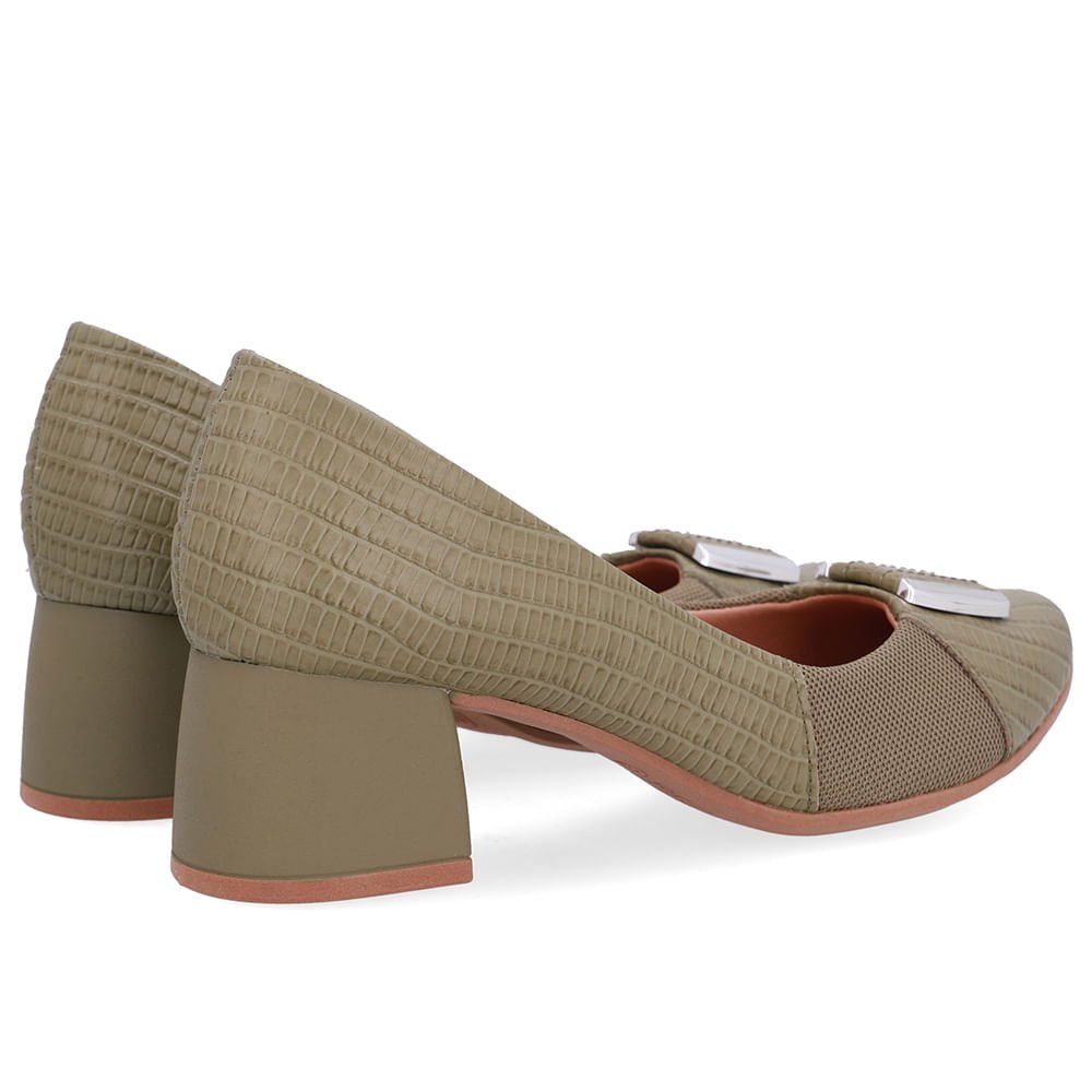 Scarpin Verde Tecido Lateral Couro Verde 3