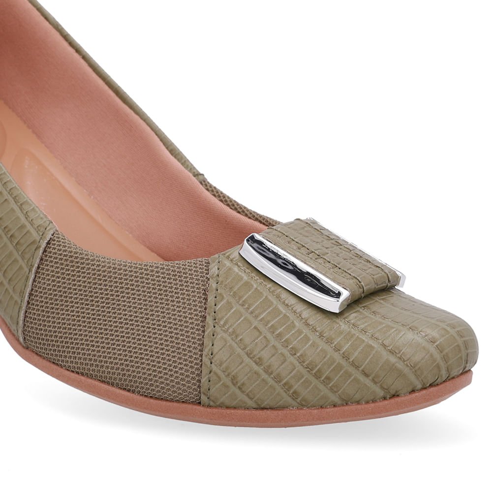 Scarpin Verde Tecido Lateral Couro Verde 4