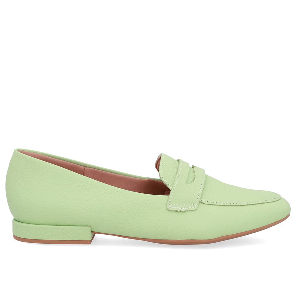 Loafer Verde Couro Salto Bloco
