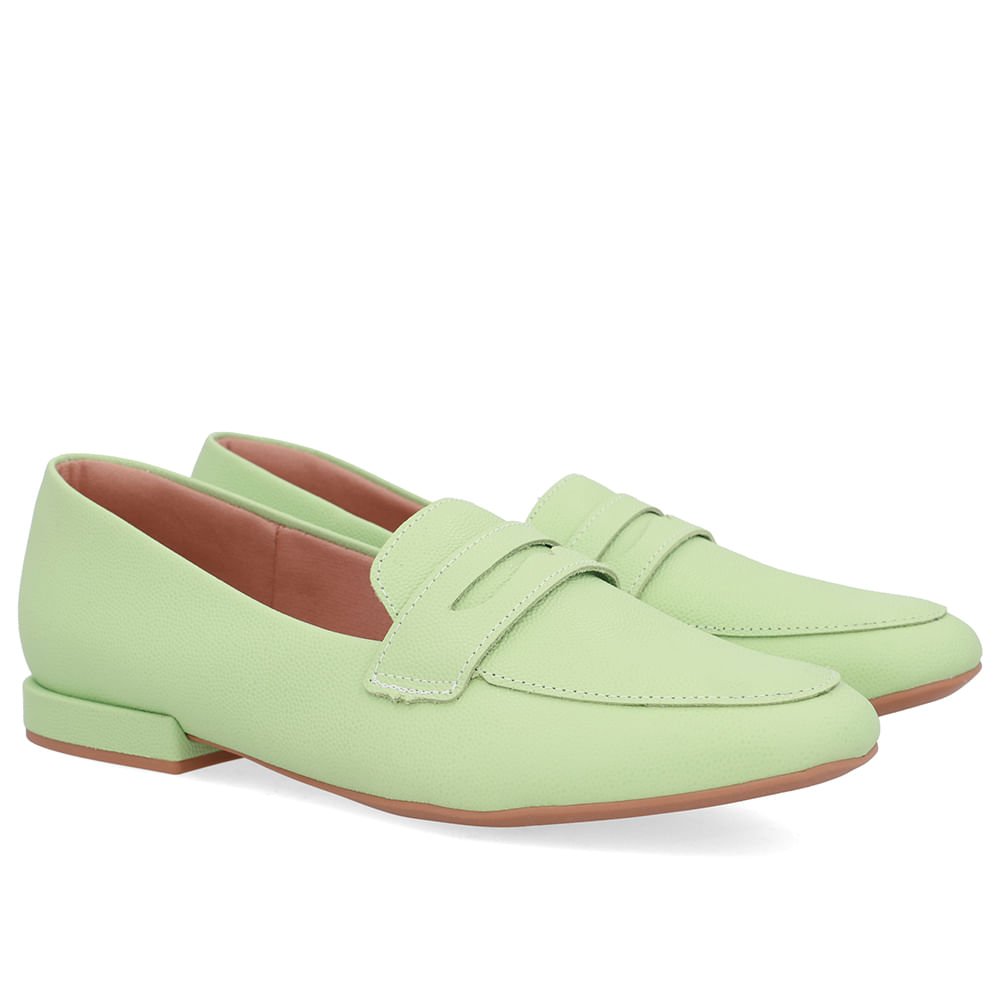 Loafer Verde Couro Salto Bloco Verde 2