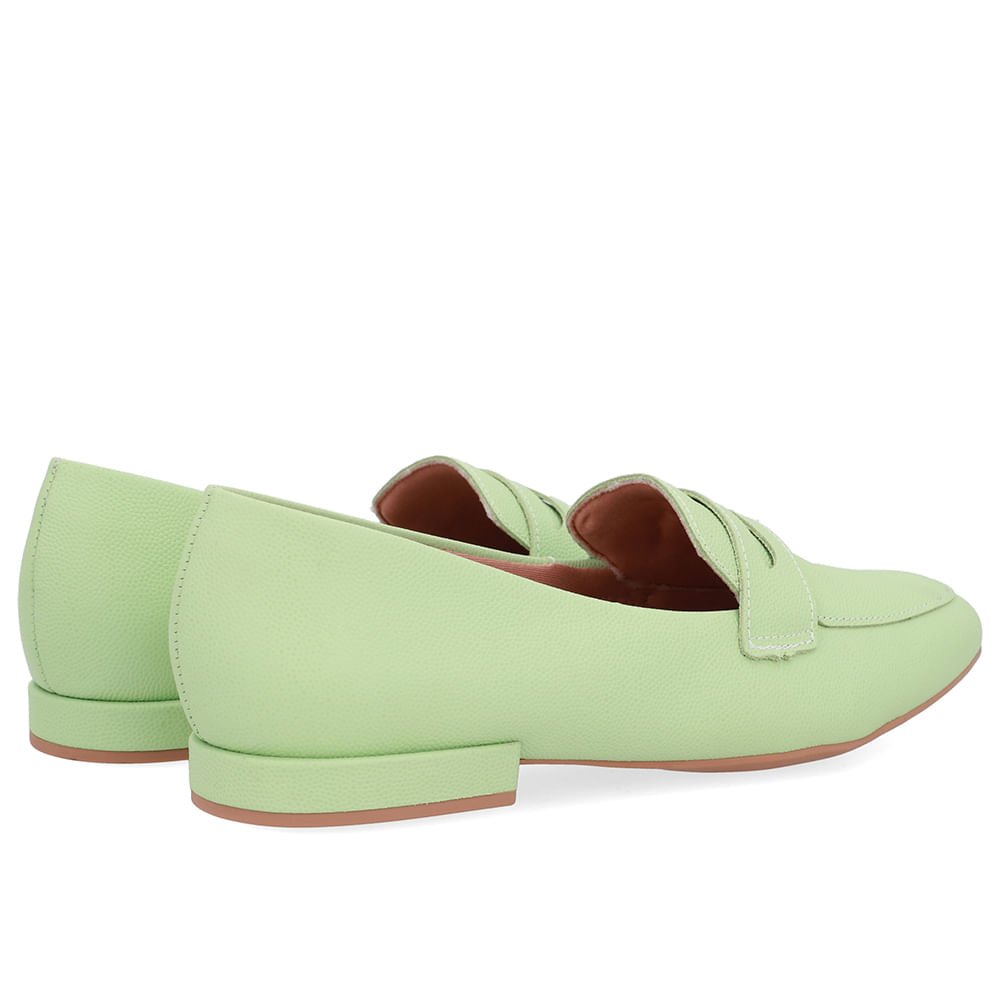 Loafer Verde Couro Salto Bloco Verde 3