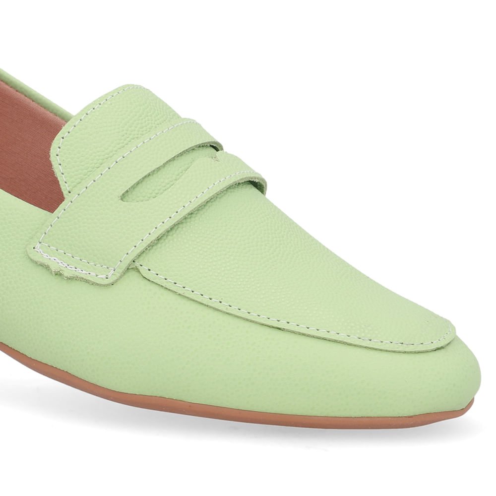Loafer Verde Couro Salto Bloco Verde 4