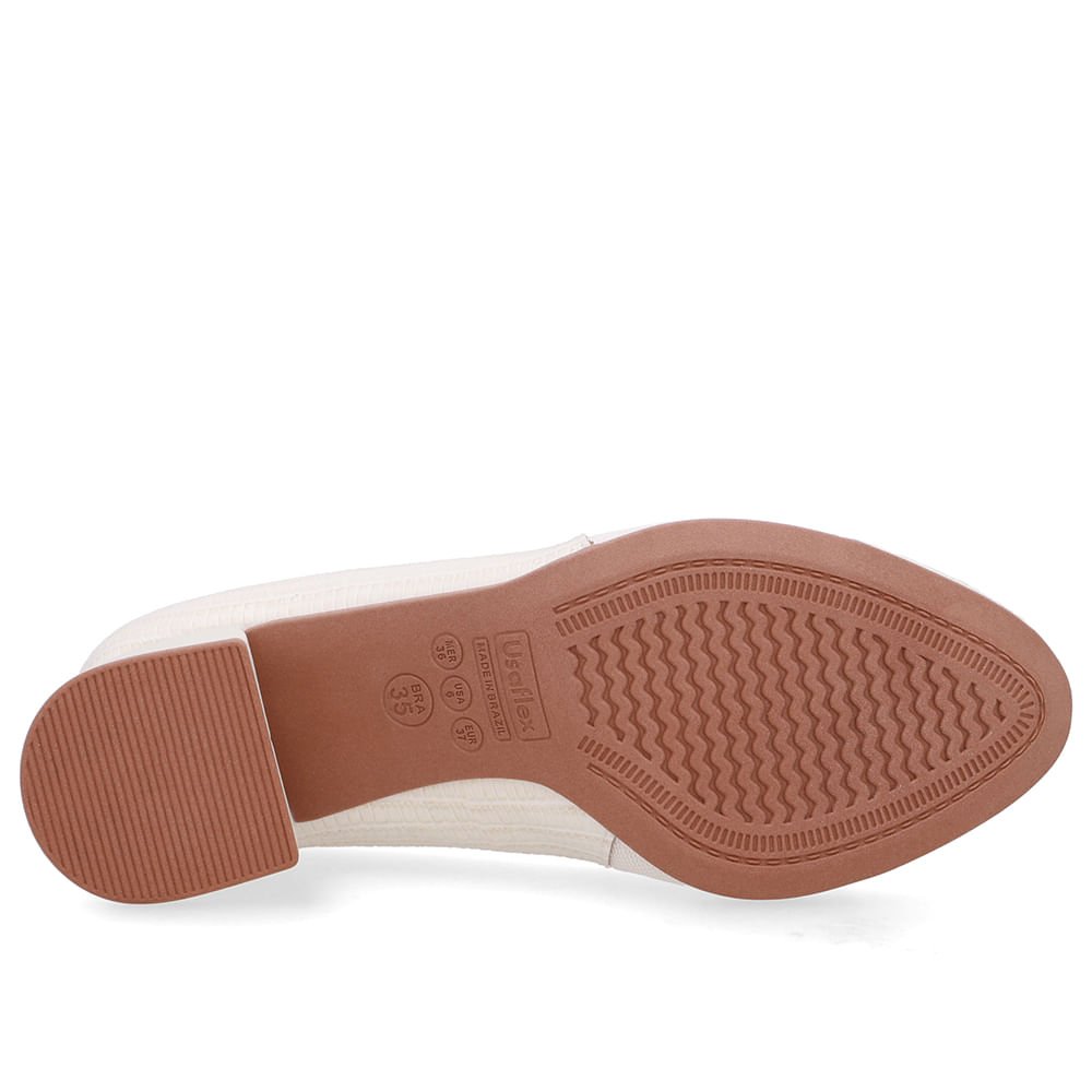 Scarpin Branco Marfim Tecido Lateral Couro Branco 5