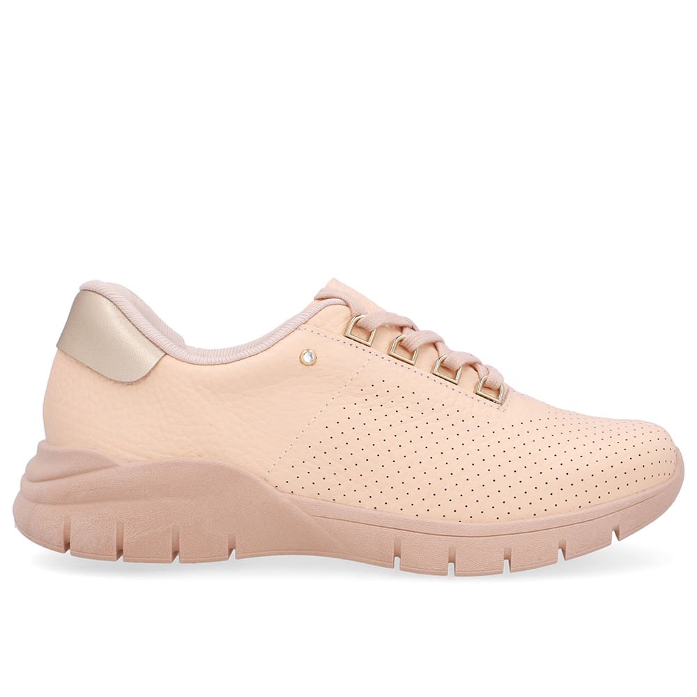 Tênis Couro Laranja Claro Detalhe Strass