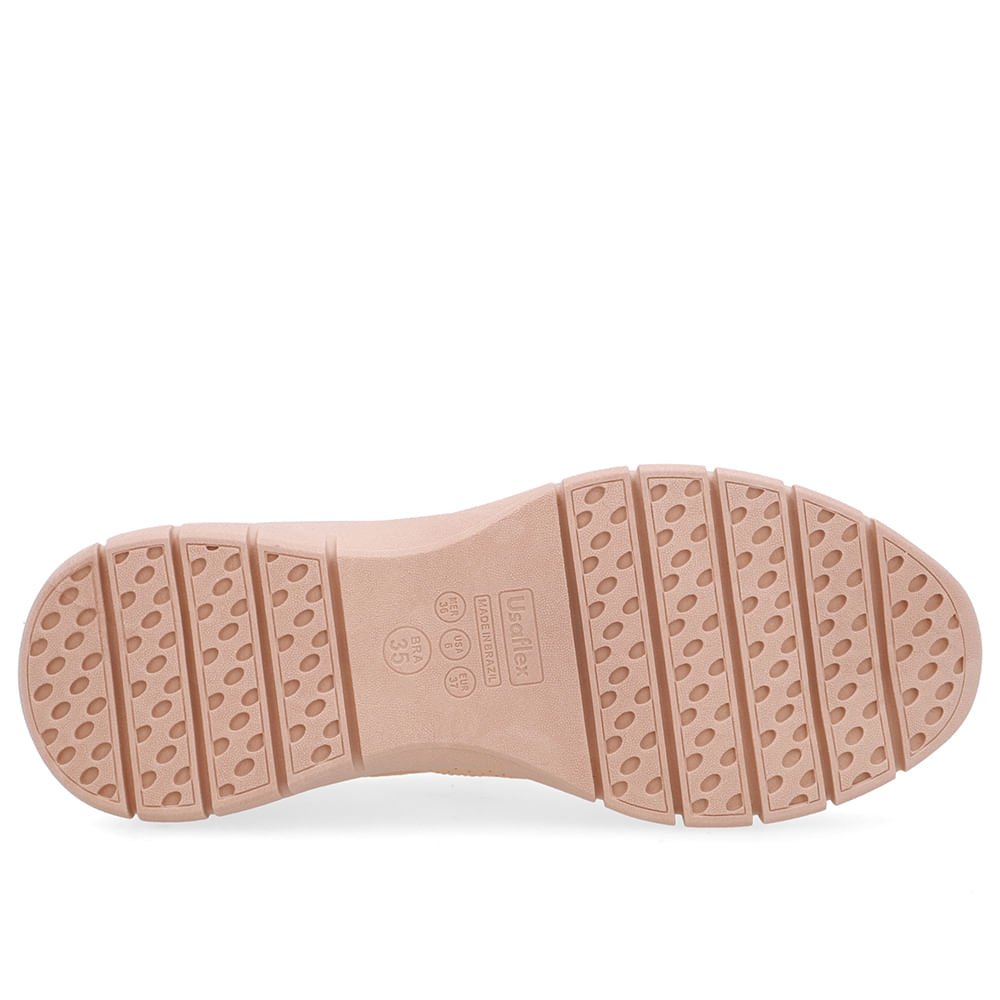 Tênis Couro Laranja Claro Detalhe Strass Bege 5