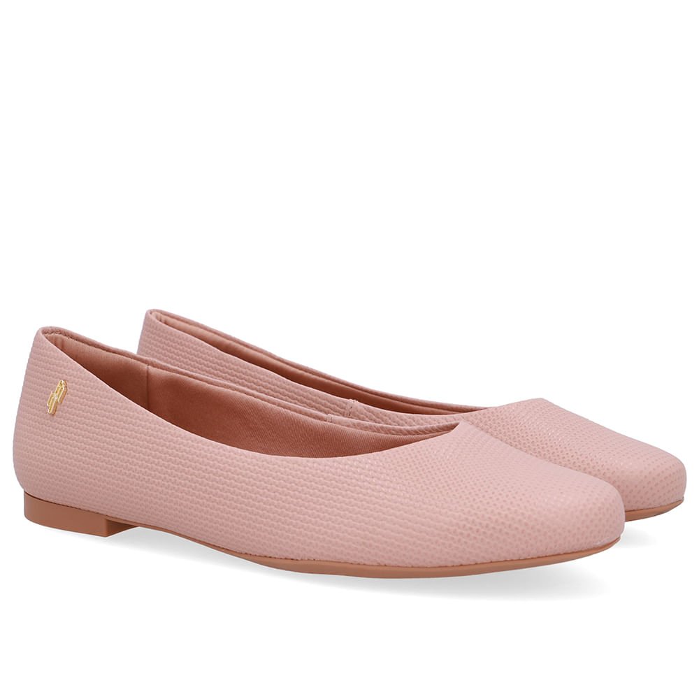 Sapatilha Rosa Clara Couro Salto Bloco Textura Rosa 2