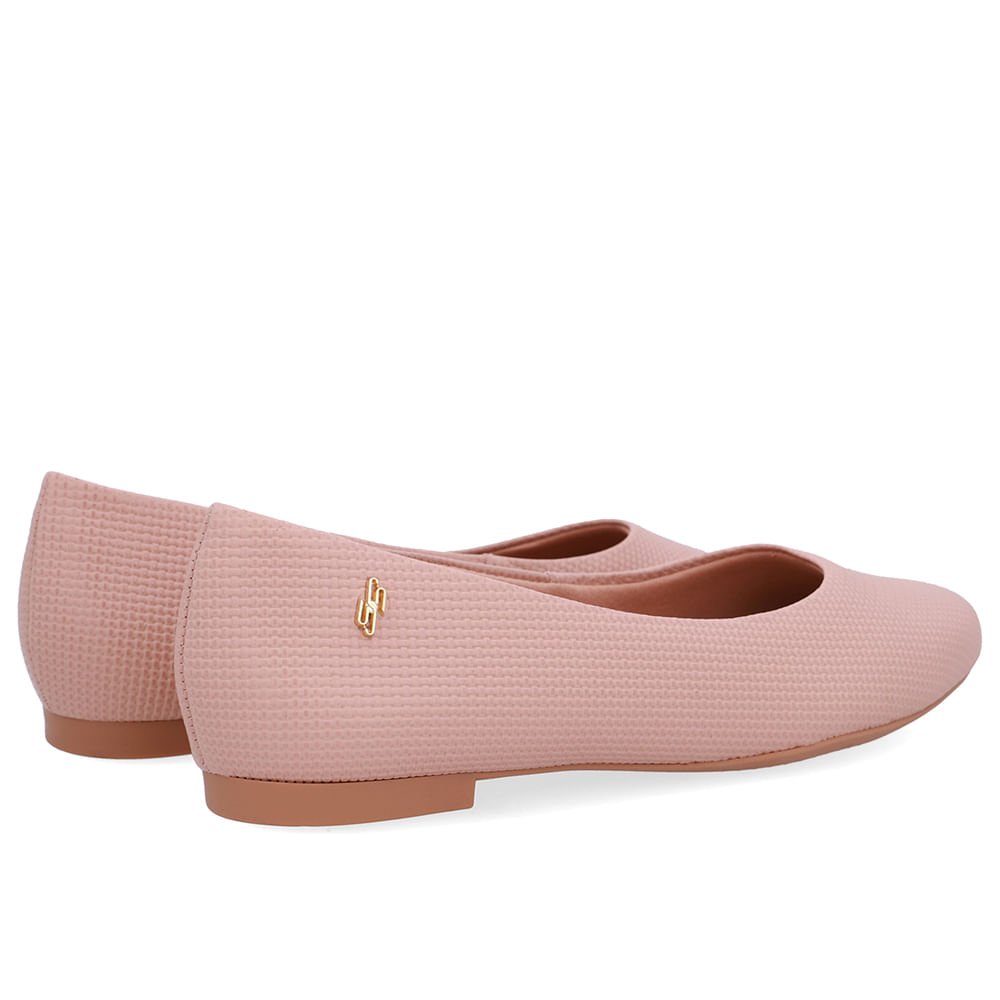 Sapatilha Rosa Clara Couro Salto Bloco Textura Rosa 3