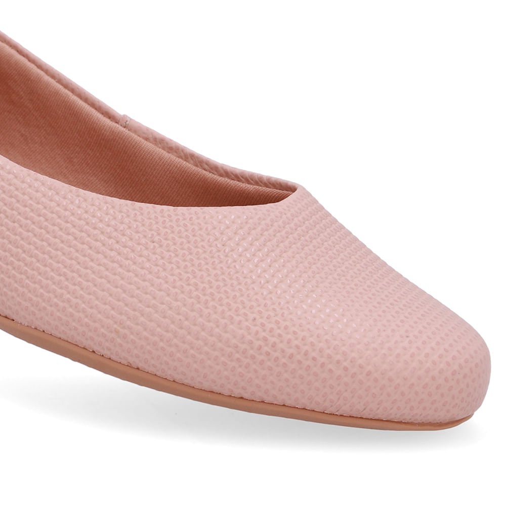 Sapatilha Rosa Clara Couro Salto Bloco Textura Rosa 4