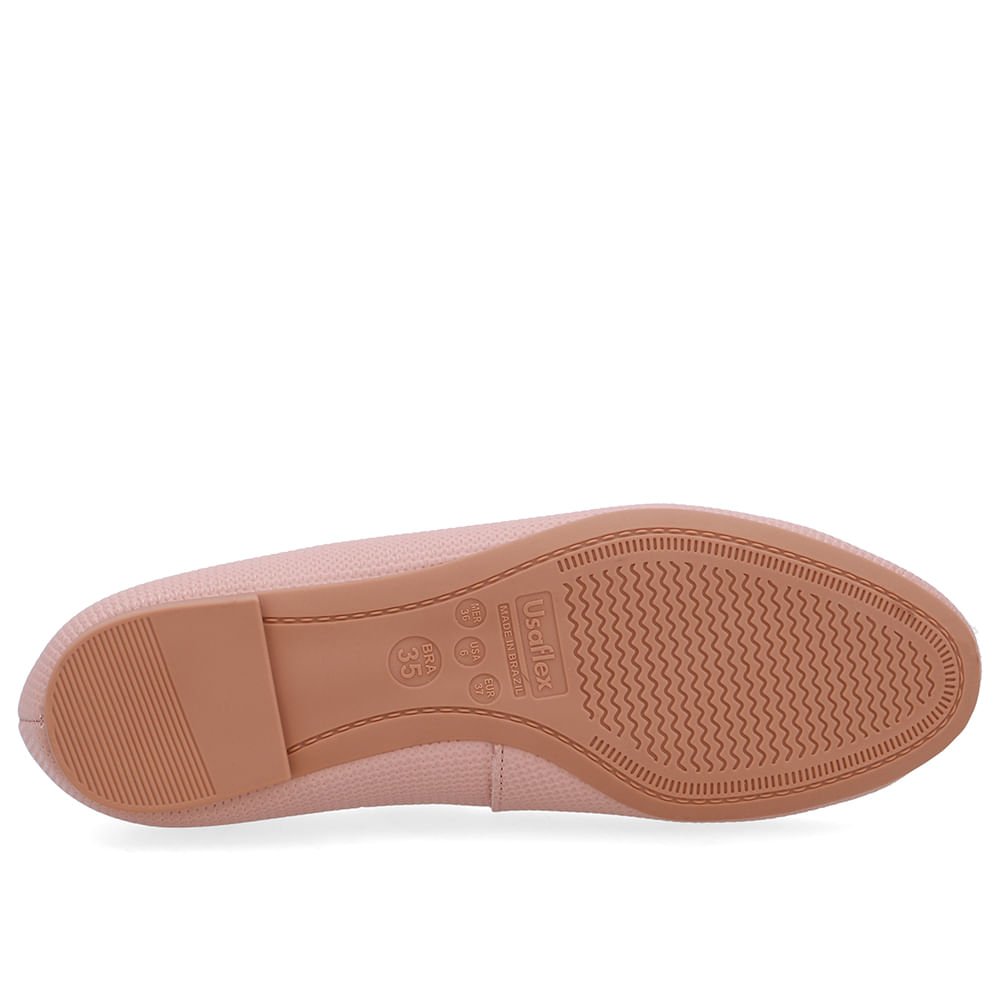 Sapatilha Rosa Clara Couro Salto Bloco Textura Rosa 5