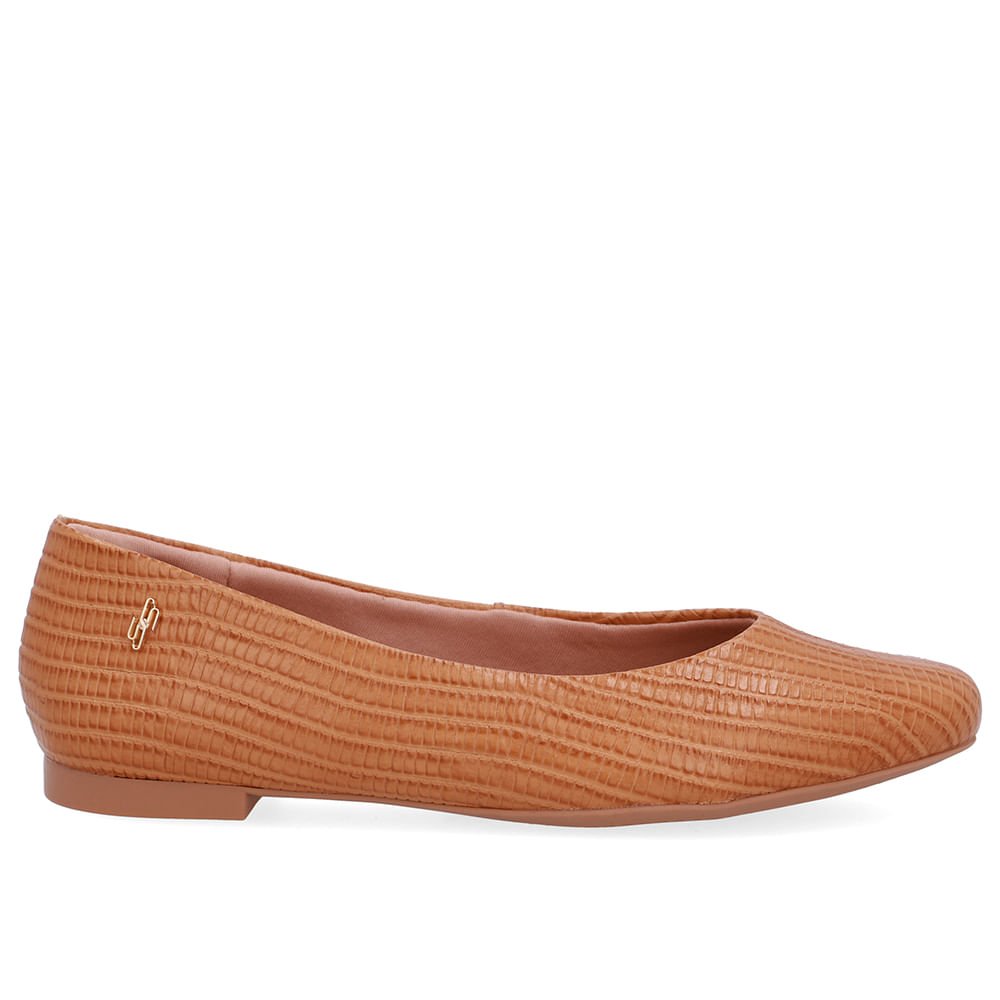 Sapatilha Marrom Couro Salto Bloco Textura