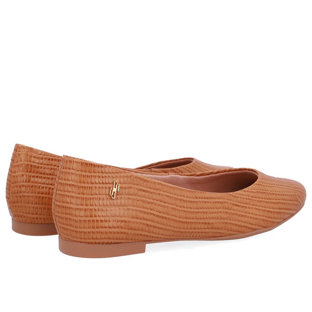 Sapatilha Marrom Couro Salto Bloco Textura Marrom 3