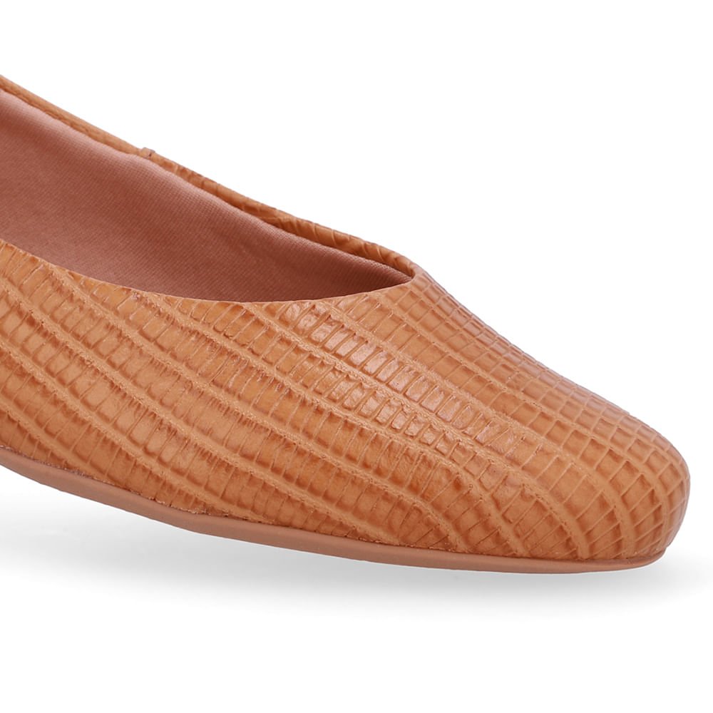 Sapatilha Marrom Couro Salto Bloco Textura Marrom 4