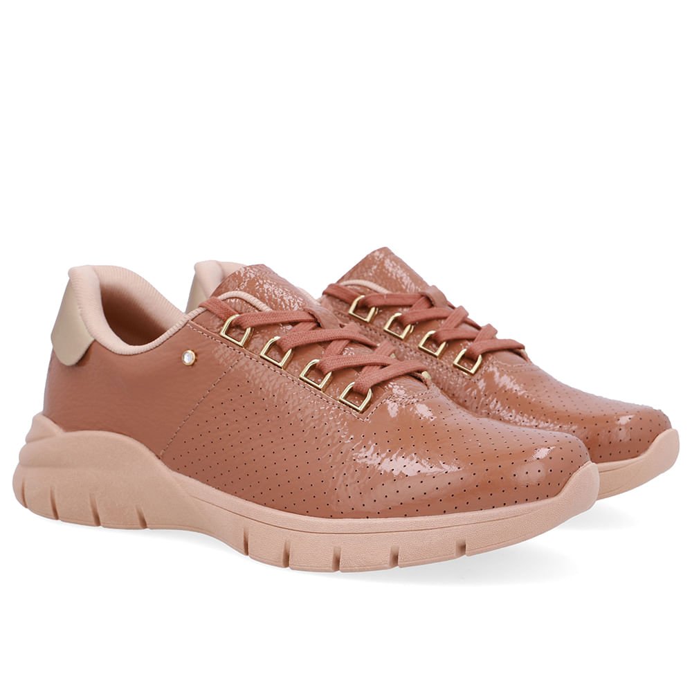 Tênis Verniz Marrom Detalhe Strass Marrom 2