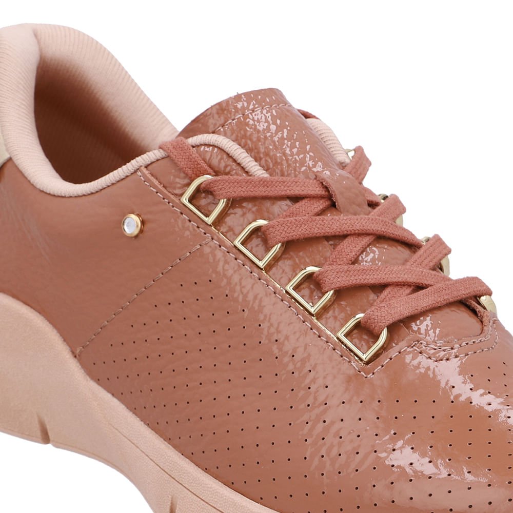 Tênis Verniz Marrom Detalhe Strass Marrom 4