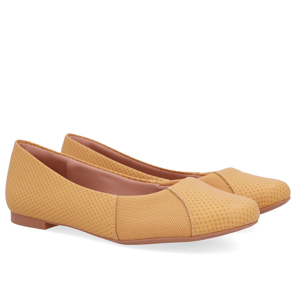 Sapatilha Amarela Couro Lateral Tecido Amarelo 2