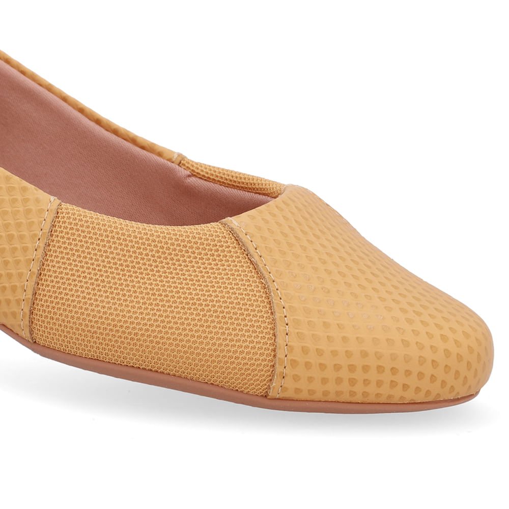 Sapatilha Amarela Couro Lateral Tecido Amarelo 4