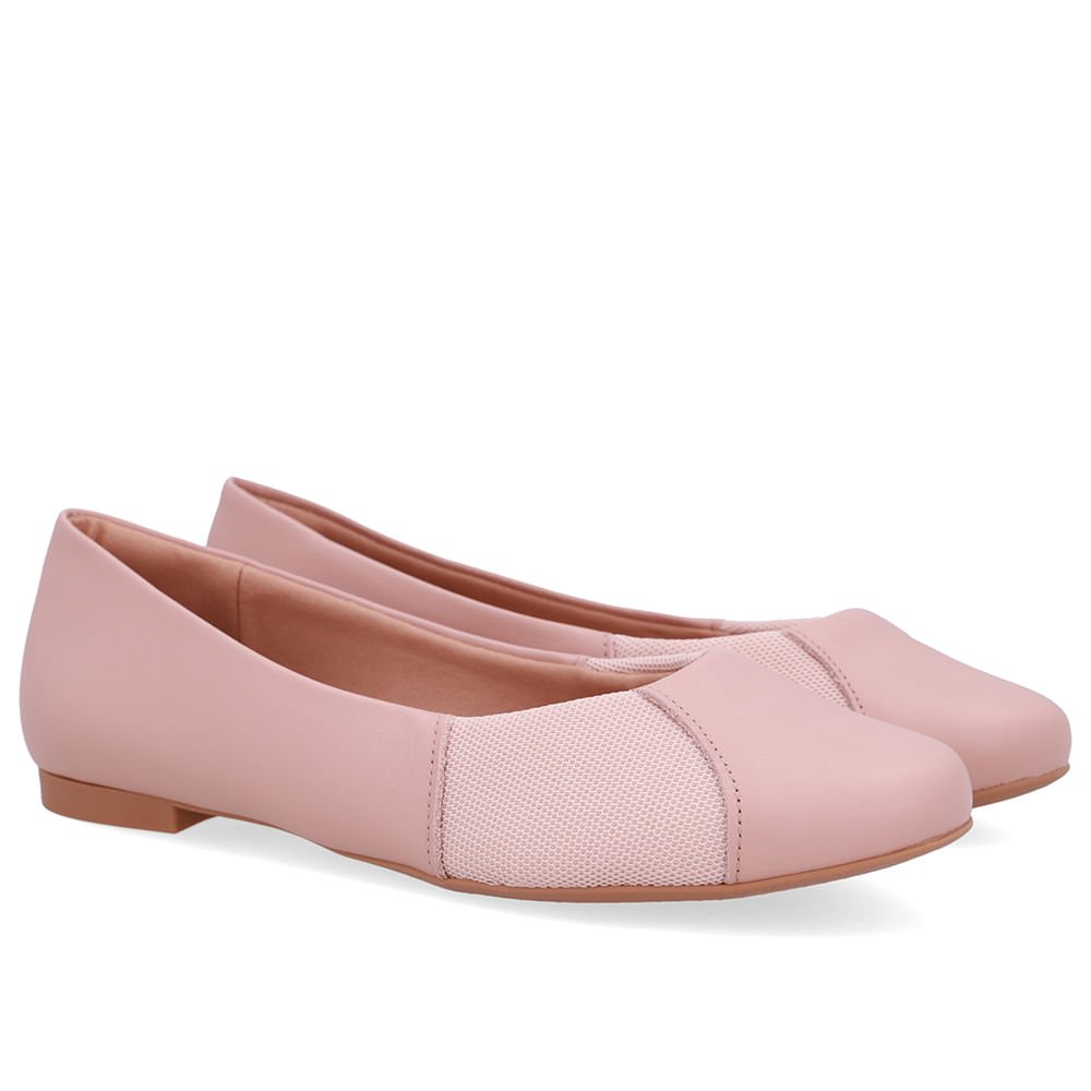 Sapatilha Rosa Couro Lateral Tecido Rosa 2