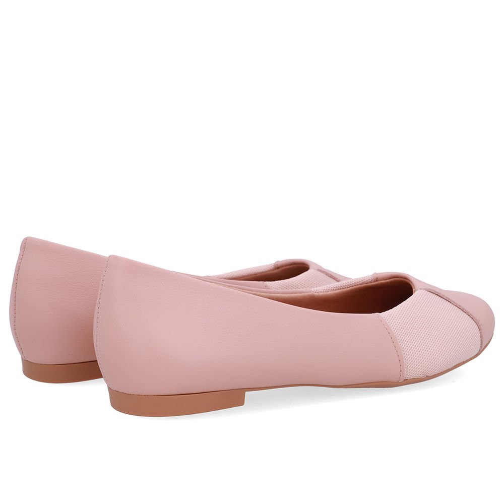 Sapatilha Rosa Couro Lateral Tecido Rosa 3
