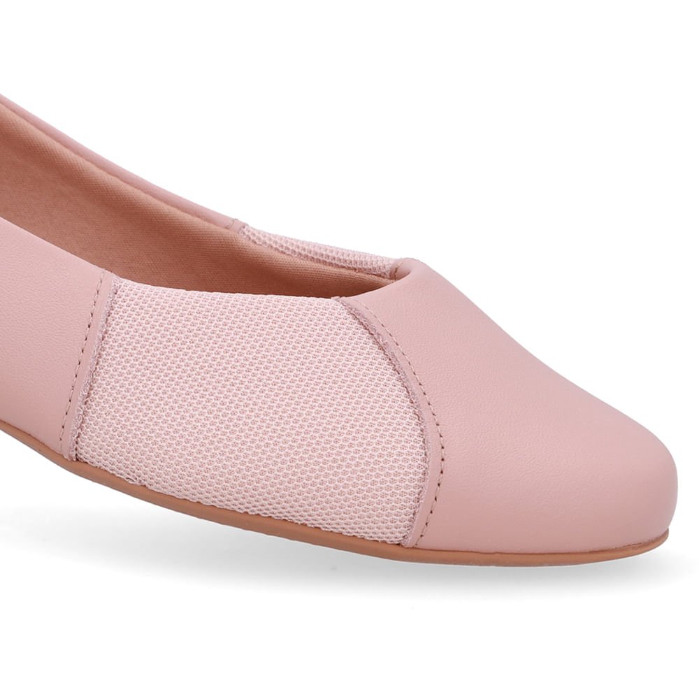 Sapatilha Rosa Couro Lateral Tecido Rosa 4