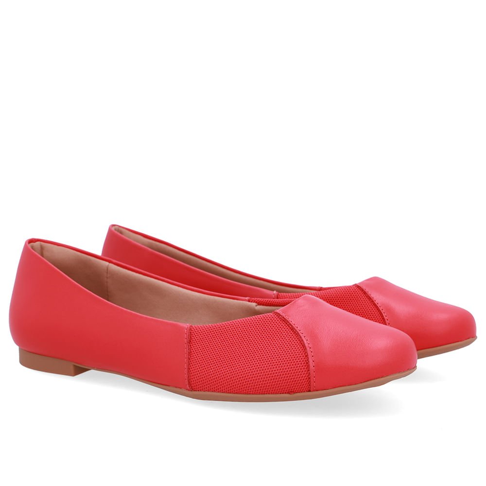 Sapatilha Vermelha Couro Lateral Tecido Vermelho 2