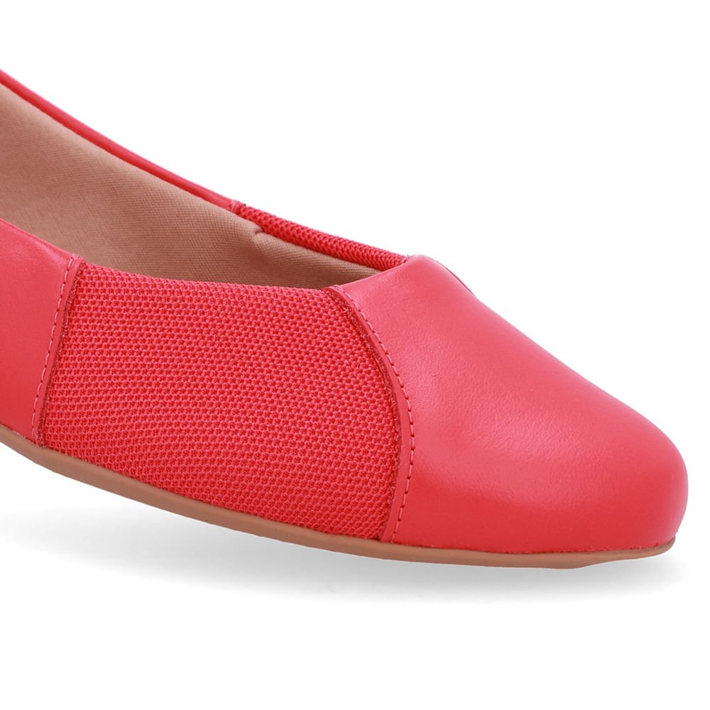 Sapatilha Vermelha Couro Lateral Tecido Vermelho 4