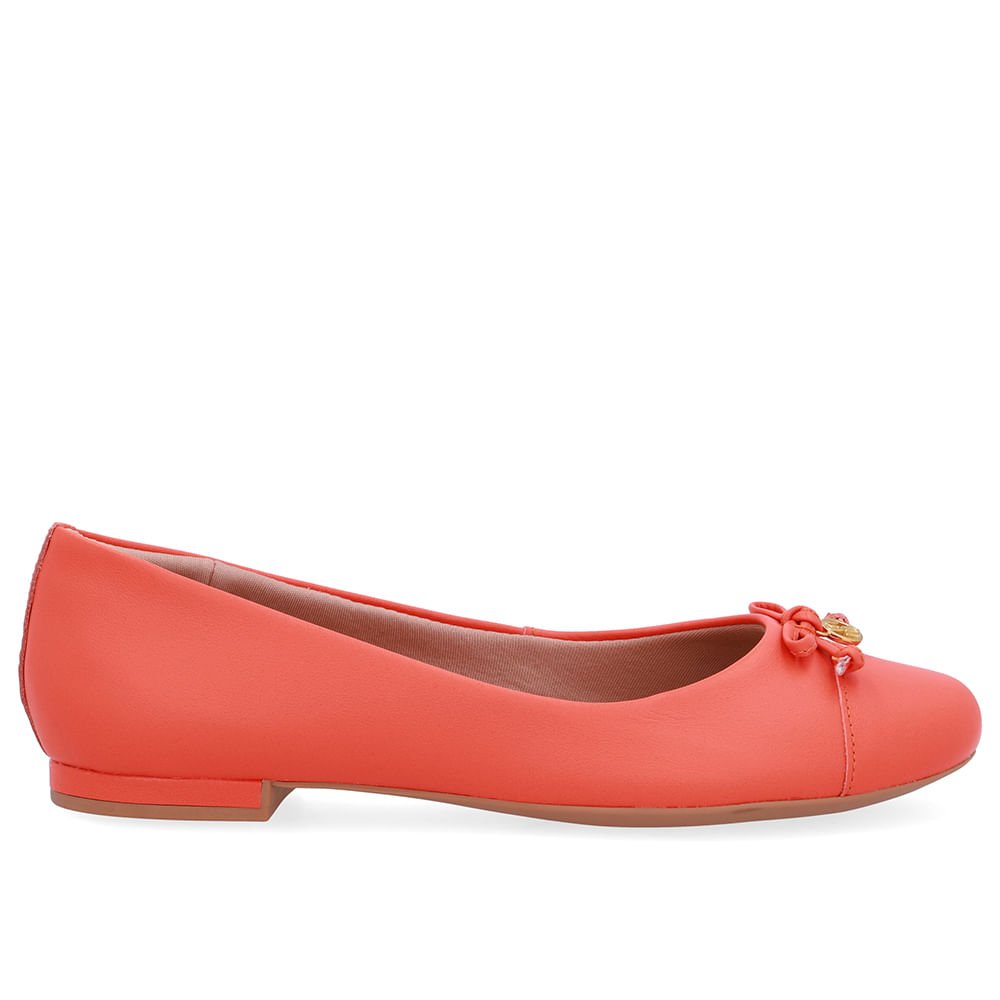 Sapatilha Laranja Couro Lisa Pingente