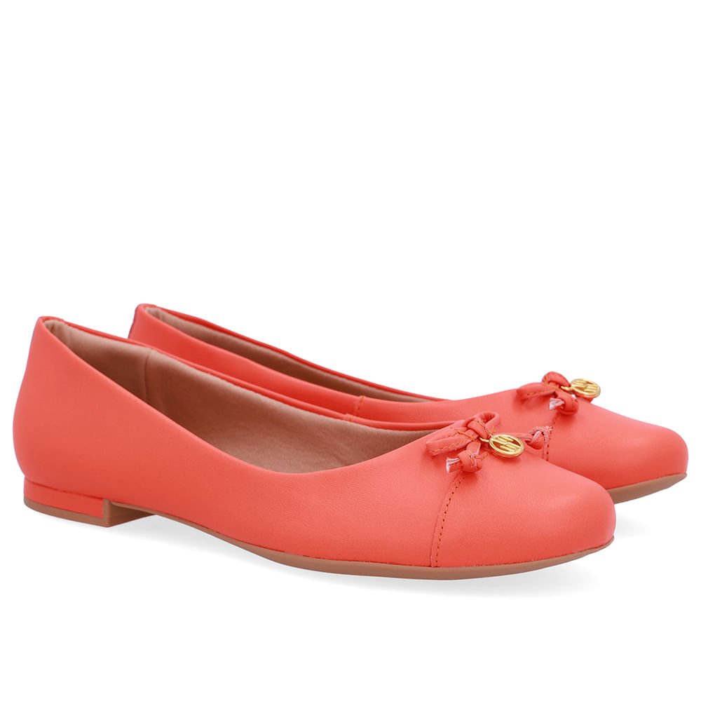 Sapatilha Laranja Couro Lisa Pingente Laranja 2