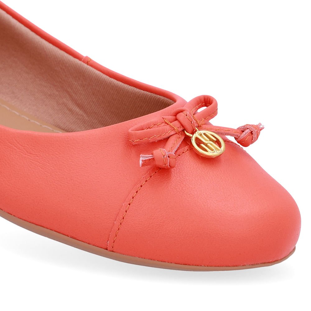 Sapatilha Laranja Couro Lisa Pingente Laranja 4