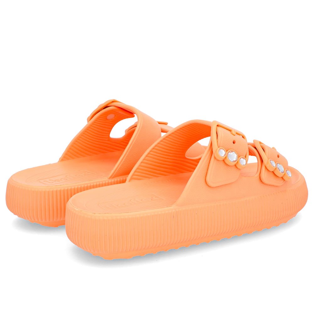 Slide Plataforma Poofy Laranja Melão Eva Fivela Brilho Laranja 3