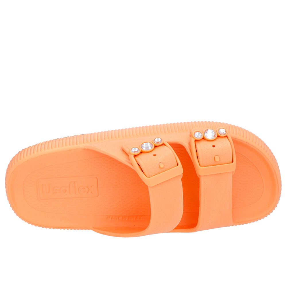 Slide Plataforma Poofy Laranja Melão Eva Fivela Brilho Laranja 4