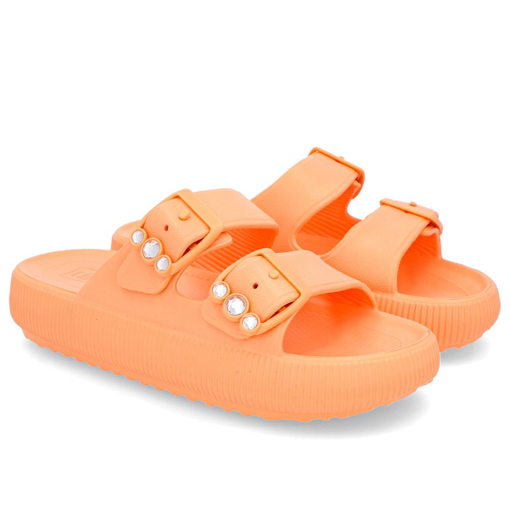 Slide Plataforma Poofy Laranja Melão Eva Fivela Brilho Laranja 2