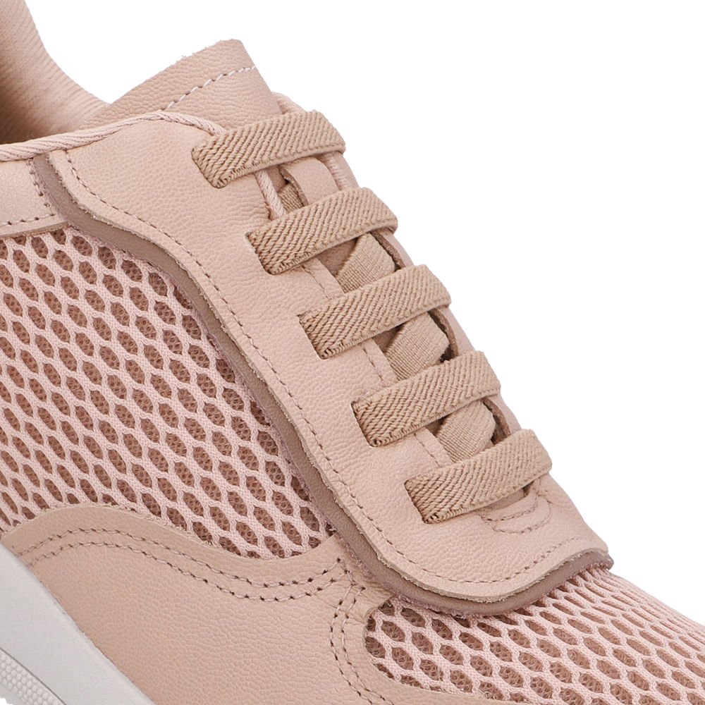 Tênis Casual Bege Tecido Couro Bege 4