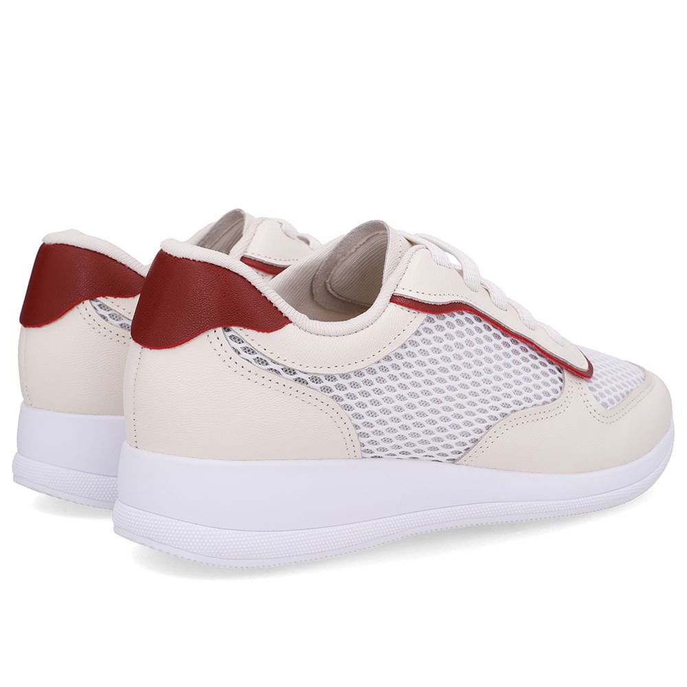 Tênis Casual Branco Marfim Tecido Couro Marfim 3