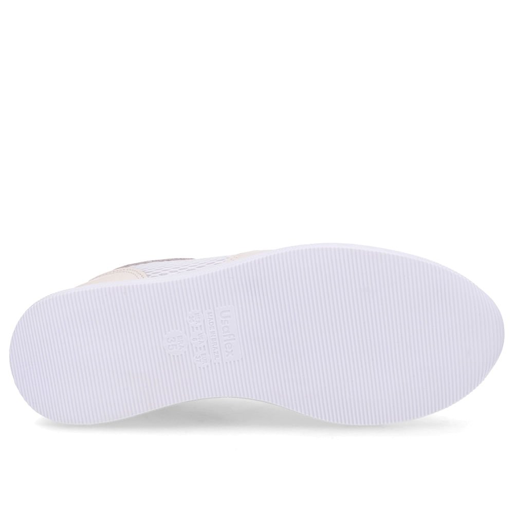 Tênis Casual Branco Marfim Tecido Couro Marfim 5