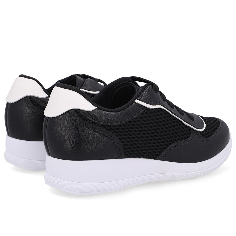 Tênis Casual Preto Tecido Couro Preto 3