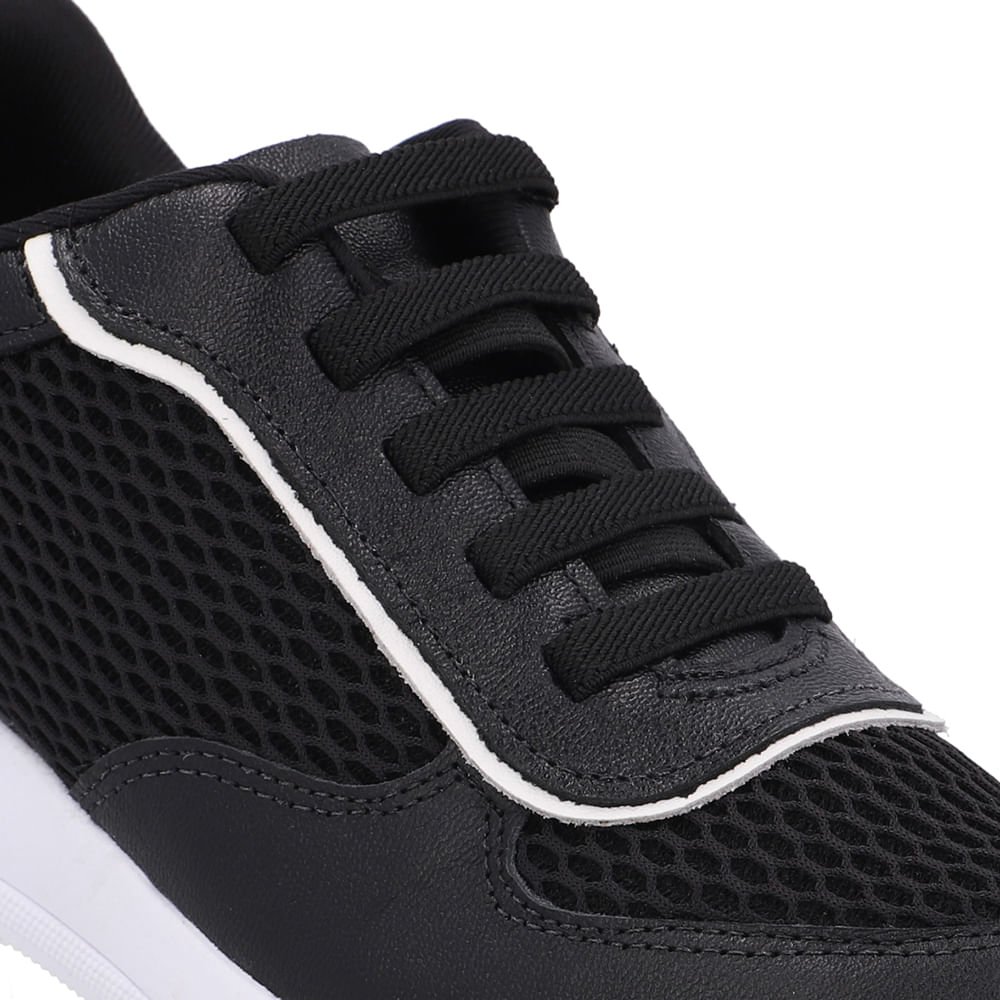 Tênis Casual Preto Tecido Couro Preto 4