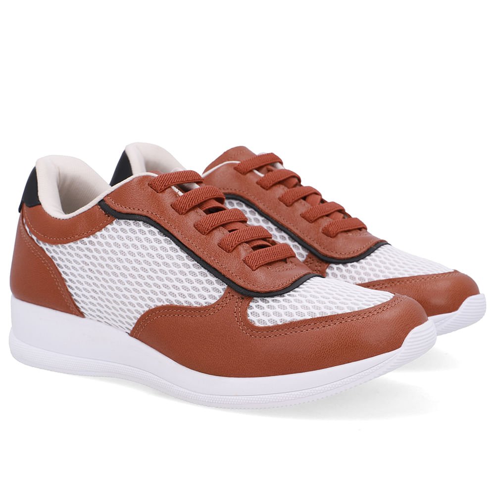 Tênis Casual Marrom Canela Tecido Couro Canela 2