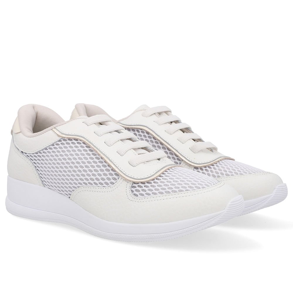 Tênis Casual Branco Tecido Couro Branco 2