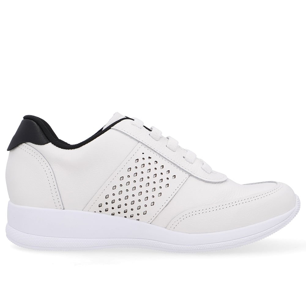 Tênis Couro Branco Detalhe Lateral