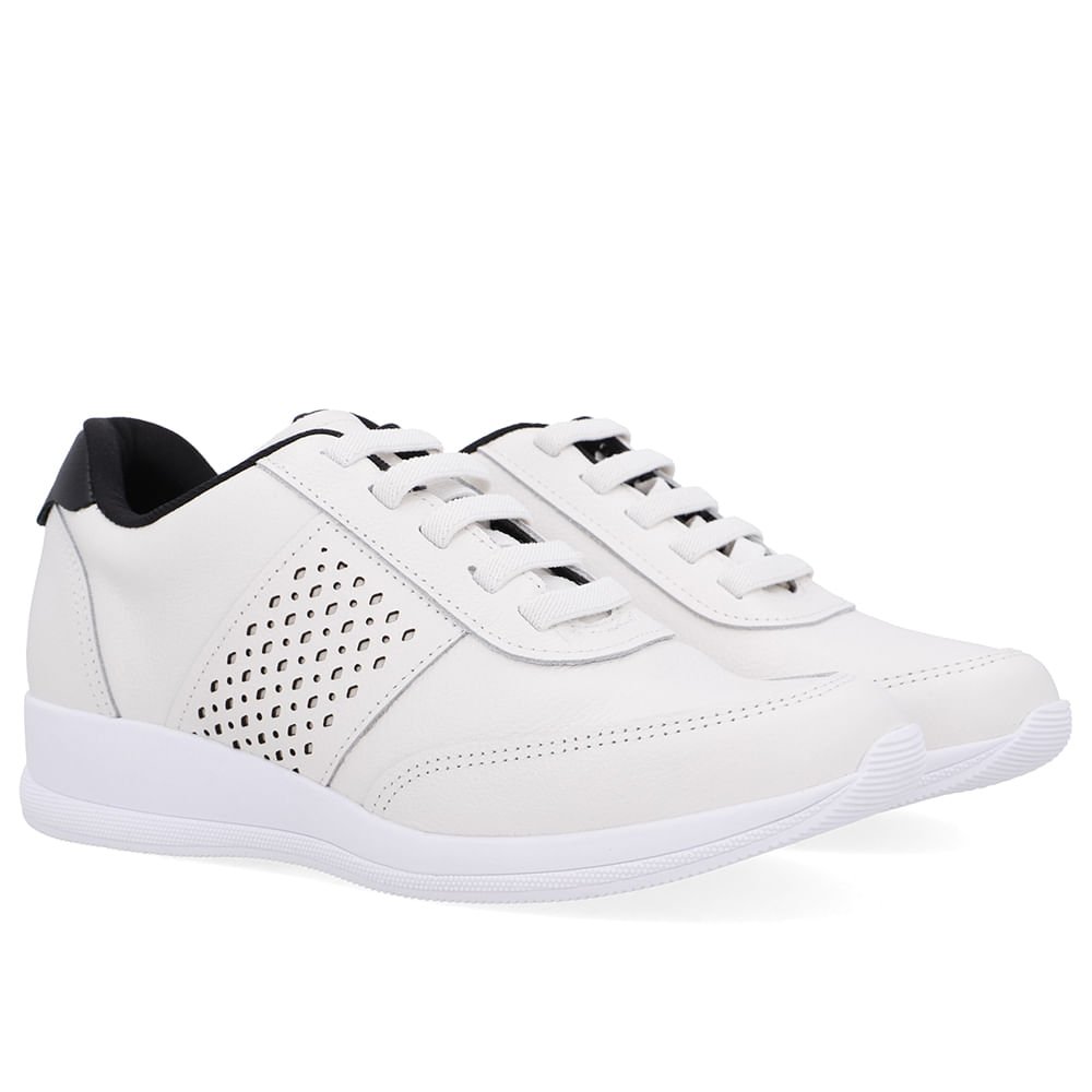 Tênis Couro Branco Detalhe Lateral Branco 2
