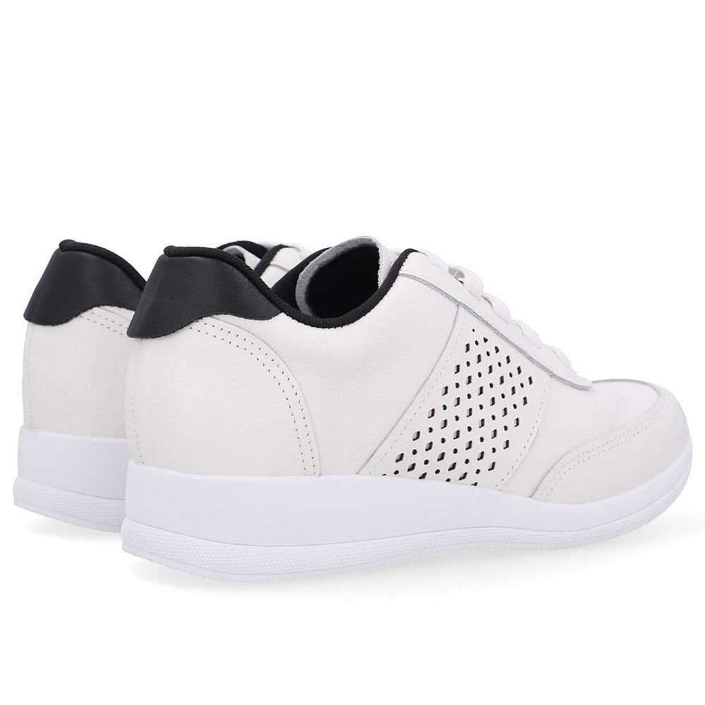 Tênis Couro Branco Detalhe Lateral Branco 3