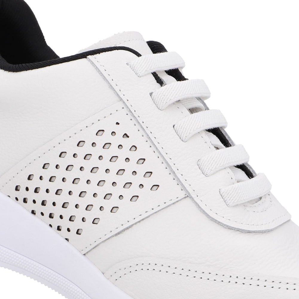 Tênis Couro Branco Detalhe Lateral Branco 4