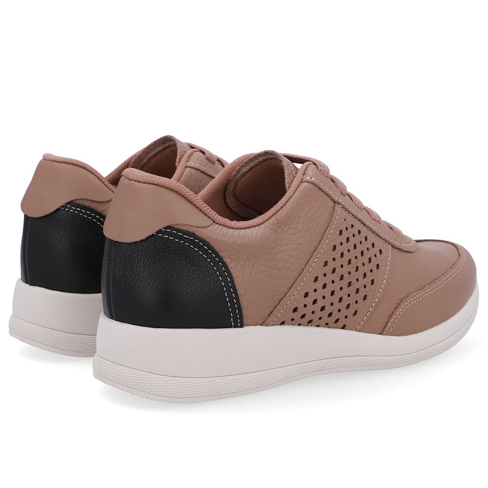 Tênis Couro Marrom Detalhe Lateral Marrom 3