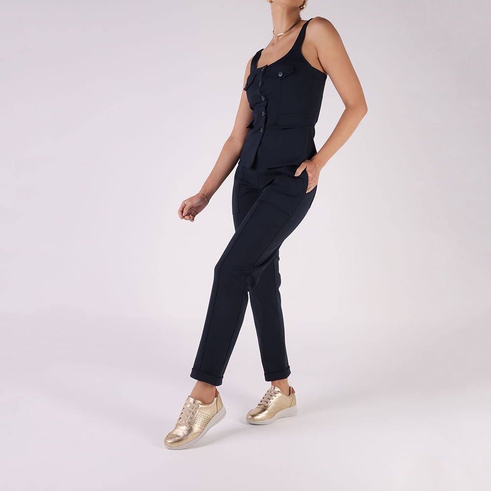 Tênis Couro Dourado Detalhe Lateral Dourado 4