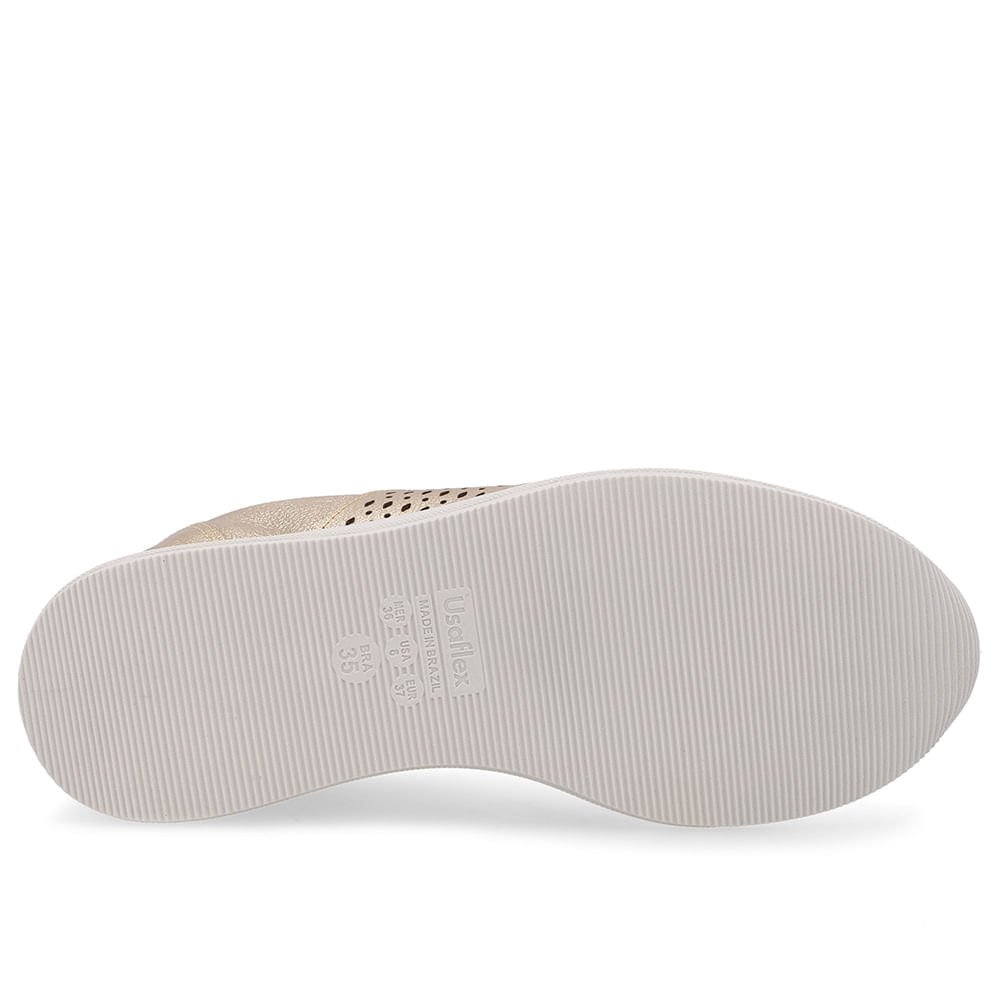 Tênis Couro Dourado Detalhe Lateral Dourado 5