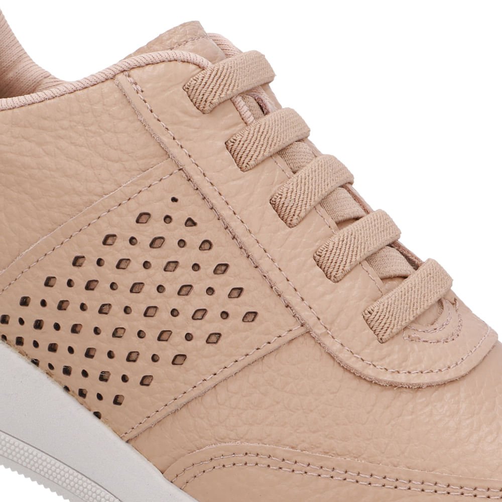 Tênis Couro Bege Detalhe Lateral Nude 4