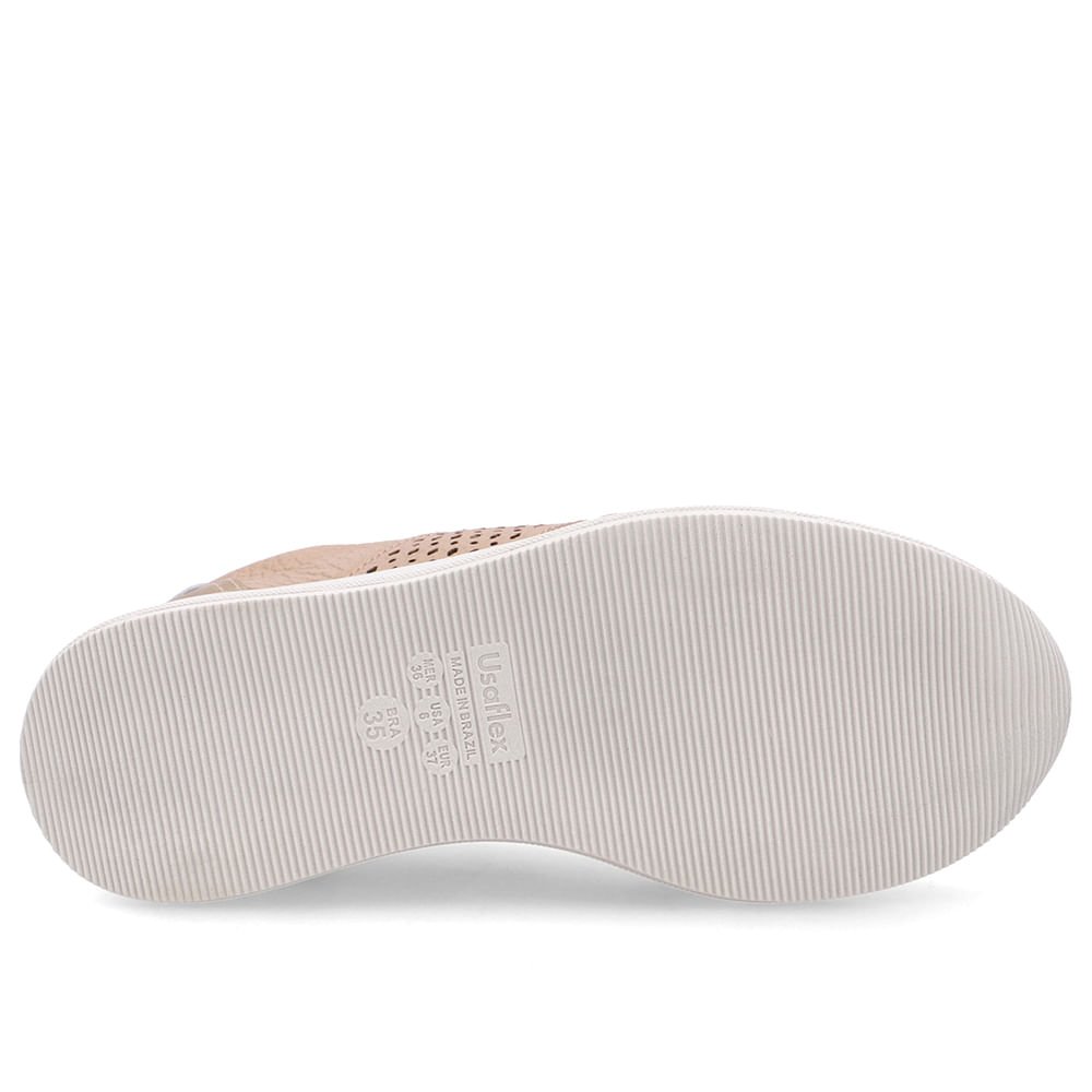 Tênis Couro Bege Detalhe Lateral Nude 5