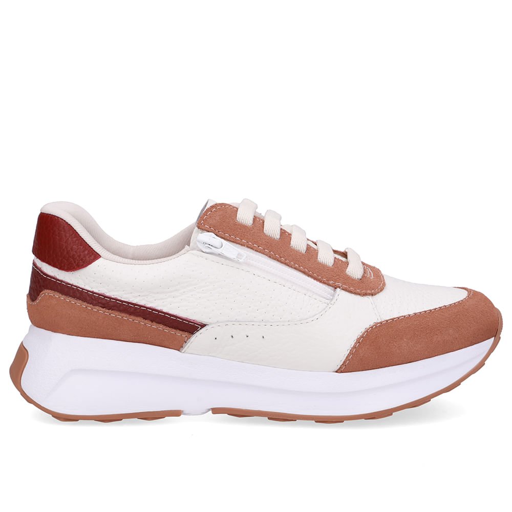 Tênis Couro Branco Zíper Lateral